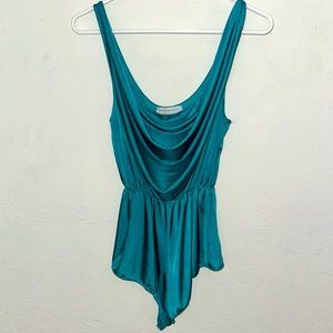 VTG John Kloss for Cira dark teal teddy nightie romper silky flowy lingerie S